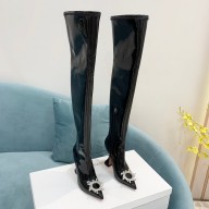 Amina Muaddi Begum latex over-the-knee boots 95mm black 2022