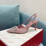 VALENTINO VLOGO SIGNATURE SATIN SLINGBACK PUMPS 80MM pink 2022
