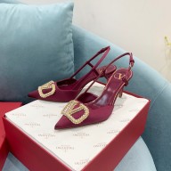 VALENTINO VLOGO SIGNATURE SATIN SLINGBACK PUMPS 80MM burgundy 2022