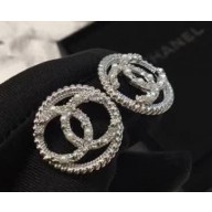 Chanel CC Logo Stud Earrings Silver 2018