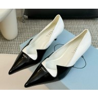 Prada Patent Leather  pumps black/White 1212-2024ss