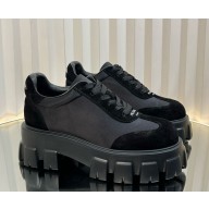Prada women/men platform 4.5cm lace-up suede leather sneakers 01-2025