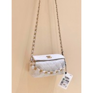 Chanel original quality Crumpled Lambskin Small Hobo Bag AS2479 white 2021