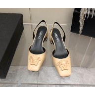 Versace heel 5.5cm LA MEDUSA LEATHER SLING-BACK PUMPS beige 2022
