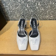 Versace heel 5.5cm LA MEDUSA LEATHER SLING-BACK PUMPS white 2022