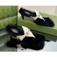 Gucci Heel 5.5cm wool lining thong sandals with Horsebit 764196 White 2023