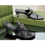 Gucci Heel 5.5cm thong sandals with Horsebit ‎764197 Black 2023