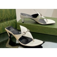 Gucci Heel 5.5cm thong sandals with Horsebit ‎764197 White 2023