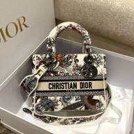 dior Ecru Multicolor Dior Jardin d'Hiver Embroidery Medium Lady D-Lite Bag 2022