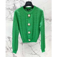 BALMAIN CARDIGAN WITH MONOGRAM green 2023