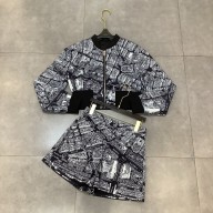 dior Black and White Technical Cropped Bomber Jacket and skirt 2023