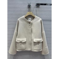 hermes white cashmere coat with two pockets 2023