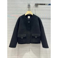 hermes black cashmere coat with two pockets 2023