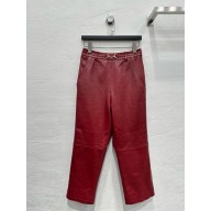 Gucci Rosso Ancora red leather pant with Horsebit 2024