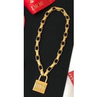Dior "Lucky Locket" Necklace with Dior Padlock Aged Gold 2018