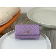 CHANEL LAMBSKIN Clutch with Chain AP3797 purple 2024