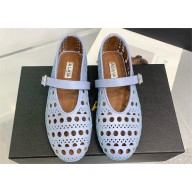 Alaia openwork calfskin Ballerinas sky blue 2023