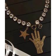 Dior Hand Pendant Necklace Aged Gold/Crystal 2018