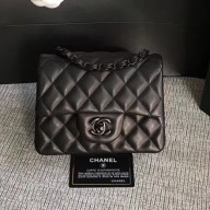 Chanel Classic Flap Mini Bag A1115 in Lambskin Leather Black with Black Hardware