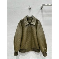 Gucci Dark green embossed GG leather jacket 2024 