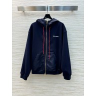 MIU MIU NAVY Cotton fleece zipper hoodie 2025