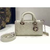 dior small Lady D-Joy Bag in white patent Cannage calfskin 2023