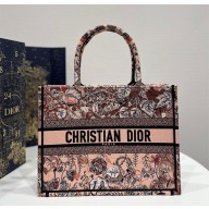 Dior Medium Book Tote Bag in Powder Pink Dior Jardin Magique Embroidery 2023