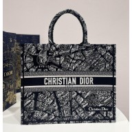 dior black and white Plan de Paris Embroidery large book tote bag 2023