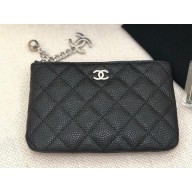 CHANEL coin purse in grained calfskin A50168 black/silver 2024