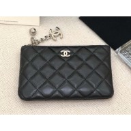 CHANEL coin purse in lambskin A50168 black/silver 2024