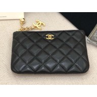 CHANEL coin purse in lambskin A50168 black/gold 2024