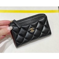CHANEL Classic Zipped Card Holder in grained calfskin AP3179 BLACK 2024
