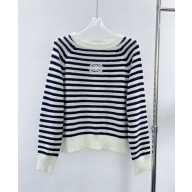 CELINE crew neck marinière sweater in mohair and silk 2024