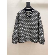 dior Pullover Anorak in Blue and Ecru Technical Taffeta Jacquard 2024