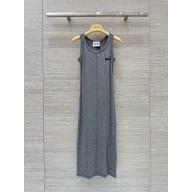 MIU MIU Knitted midi dress GREY 2024
