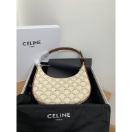 CELINE Ava Bag in Triomphe Canvas and calfskin White 