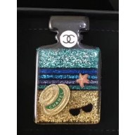 Chanel Perfume Bottle Brooch Green/Gold/Blue 2018