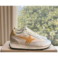 GOLDEN GOOSE women/men Running Marathon metallic leather-trimmed shell sneakers Silver 2025