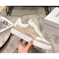CELINE women/men TRAINER LOW LACE-UP SNEAKER in CALFSKIN nude pink/white 2025