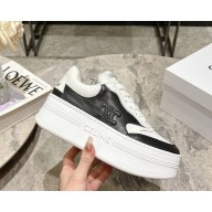 CELINE CNY BLOCK SNEAKERS WITH WEDGE in CALFSKIN black/white 2025