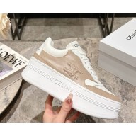 CELINE CNY BLOCK SNEAKERS WITH WEDGE in CALFSKIN nude pink/white 2025