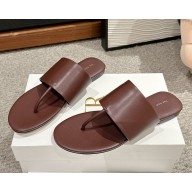 The Row Signum leather Flat Sandal burgundy 2025