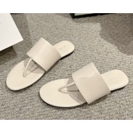 The Row Signum leather Flat Sandal white 2025