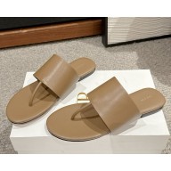 The Row Signum leather Flat Sandal beige 2025