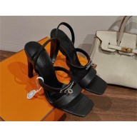 Hermes Heel 9.5cm Glamour Sandals in calfskin black 2023