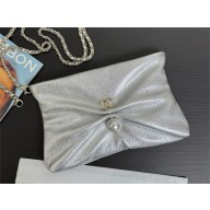 chanel silver Shiny Lambskin large clutch AP4614 2025