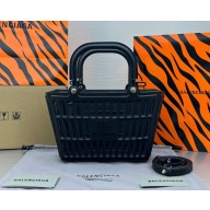 balenciaga small mag basket top handle bag in black 2022