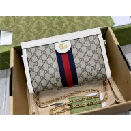 Gucci Ophidia jumbo GG small shoulder bag 503877 white and blue 2023