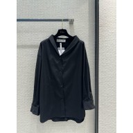 dior Black Cotton Poplin Asymmetric Shirt 01 2024