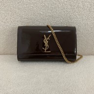 saint laurent kate medium in patent leather burgundy 2024(original quality)